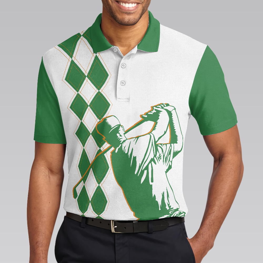 I Play Golf And I Forget Things Funny Golf Polo Shirt, White And Green Golf Shirt For Men
