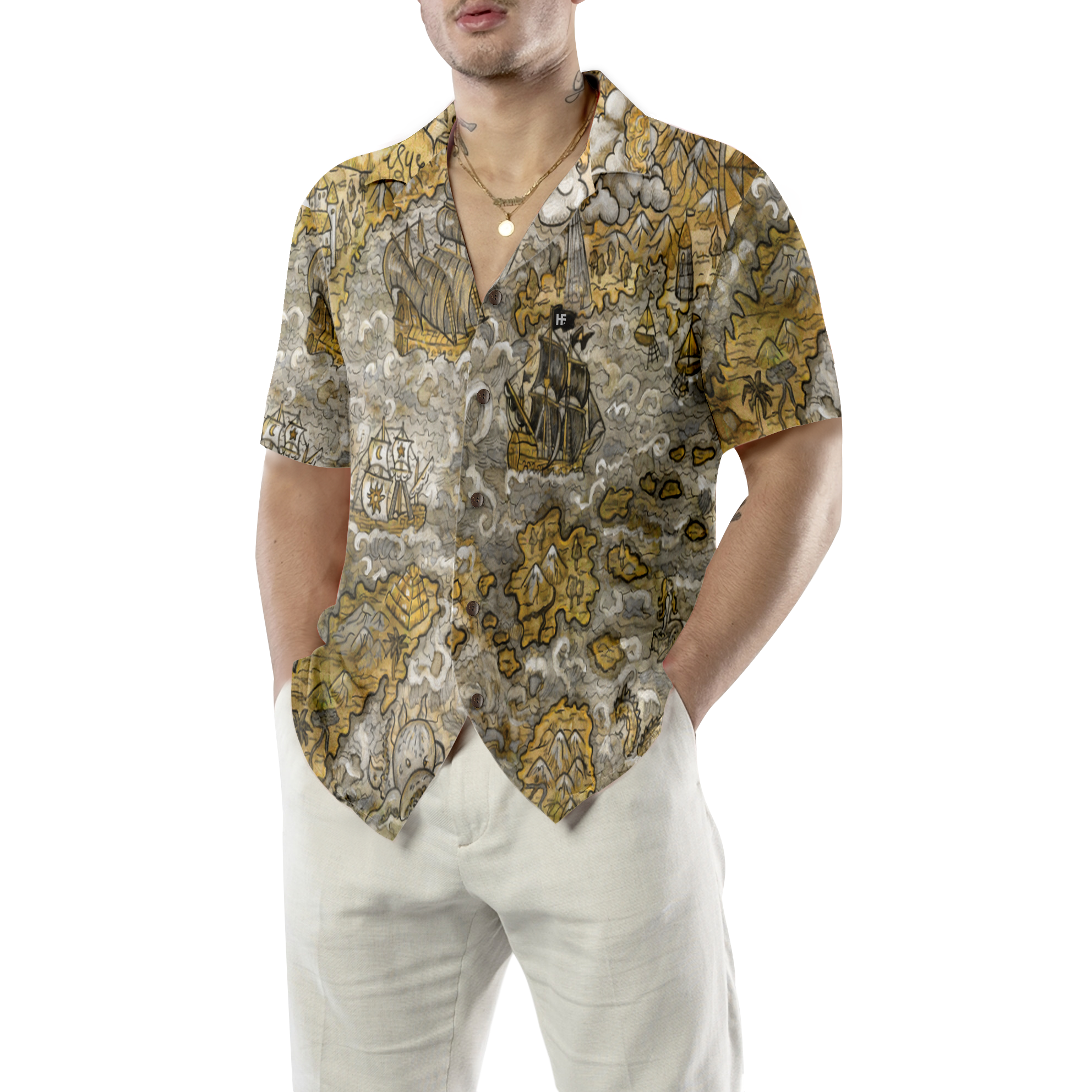 Fantasy Islands Treasure Map Hawaiian Shirt
