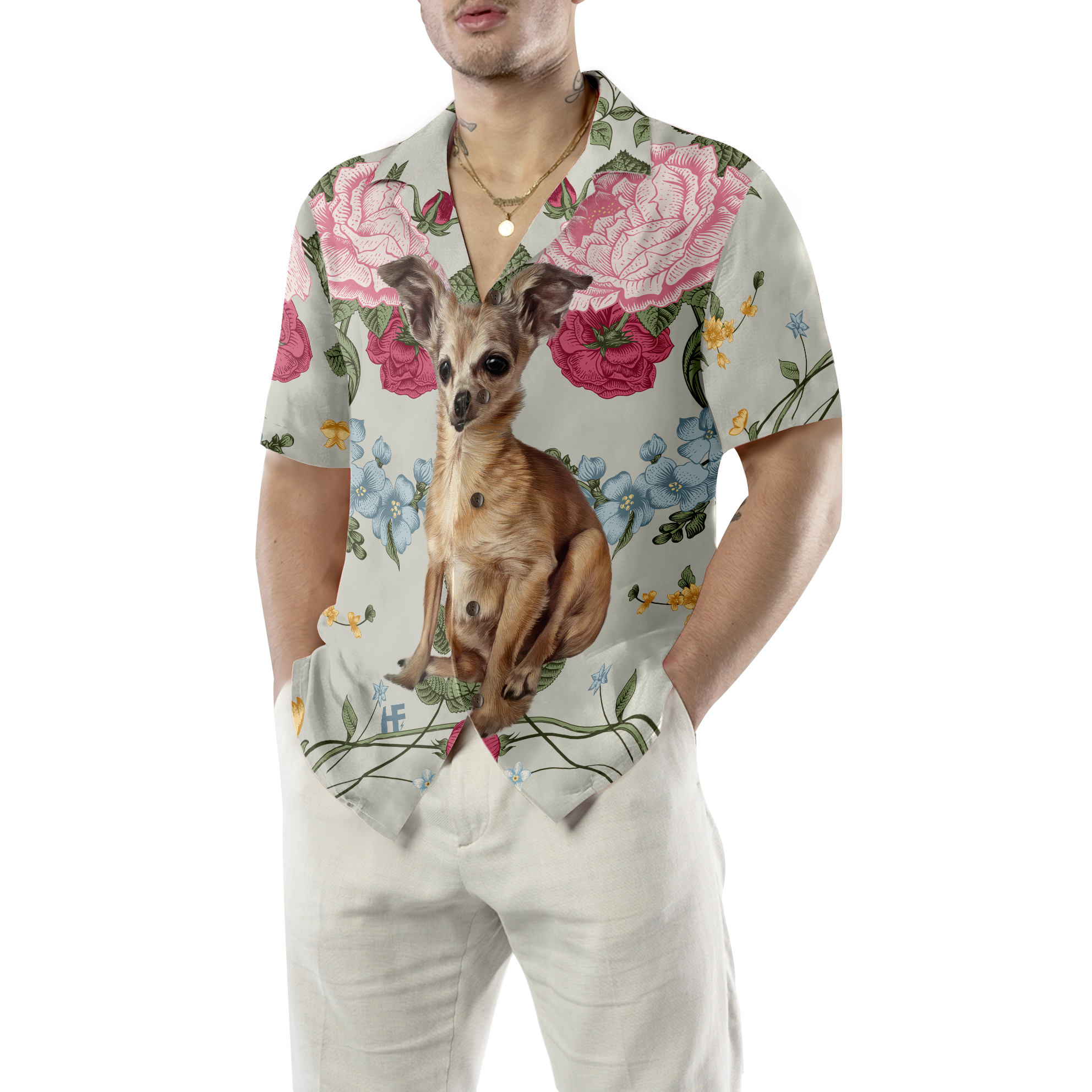 Chihuahua Floral Shirt Hawaiian Shirt