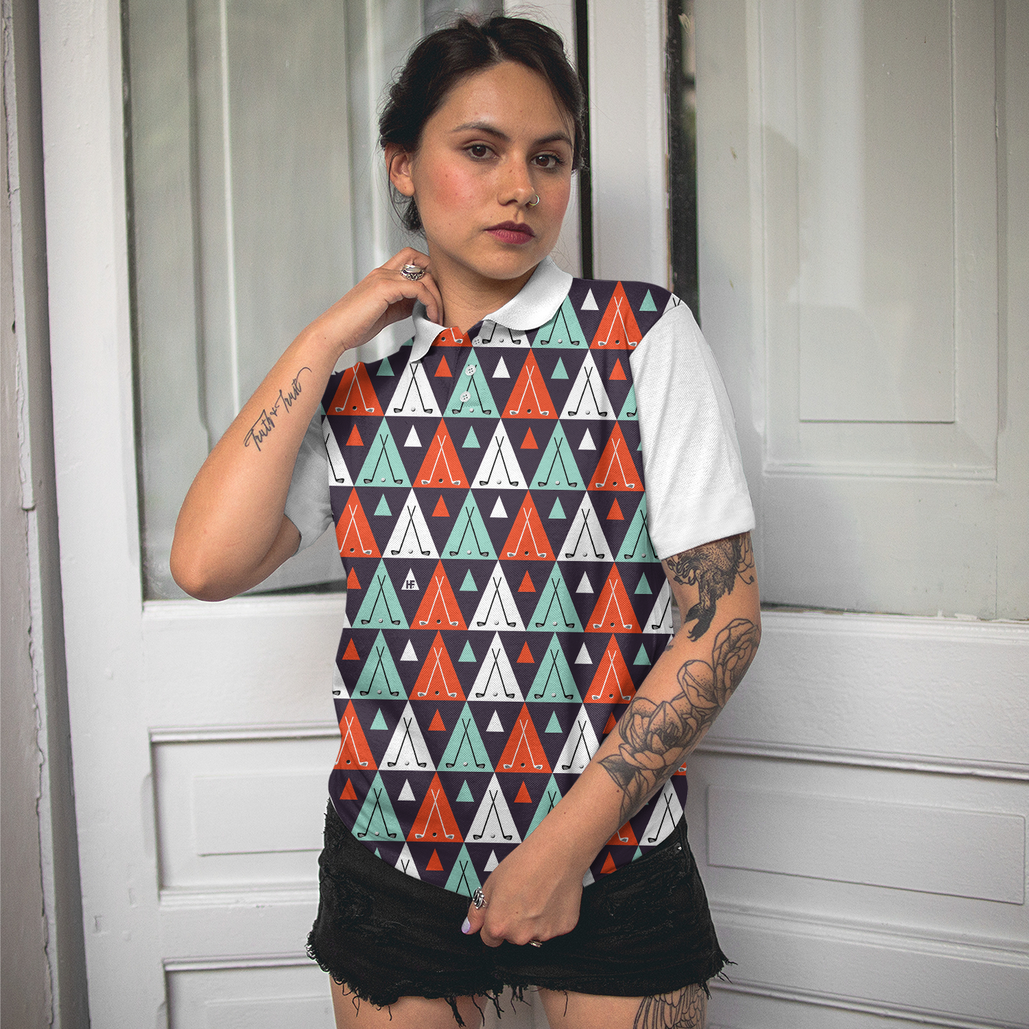 Golf Life In Ethnic Style Short Sleeve Women Polo Shirt