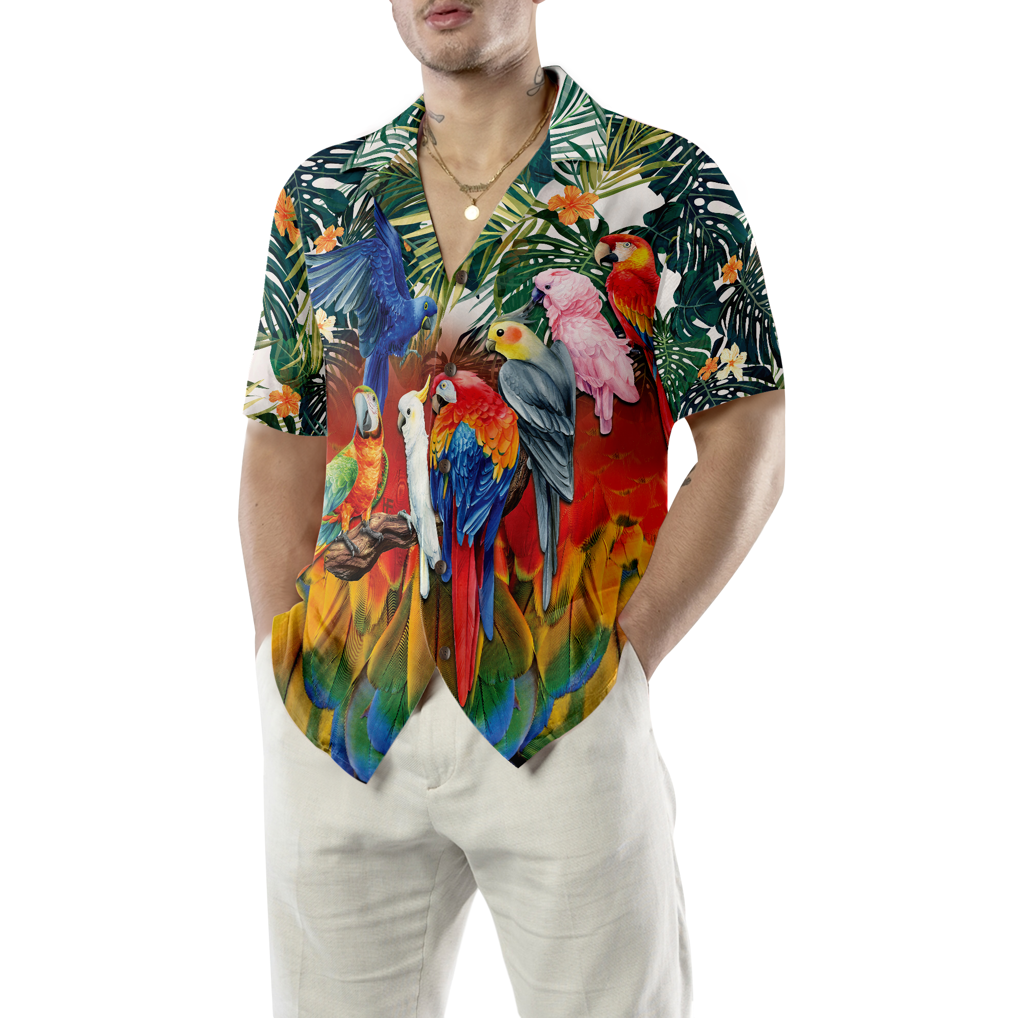 Tropical Parrot Birds Hawaiian Shirt