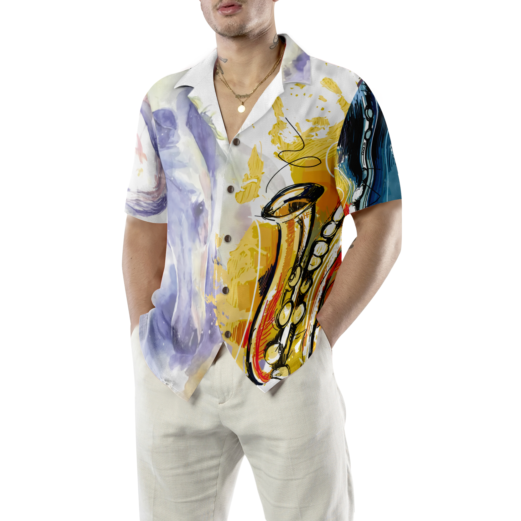 Saxophone And Horse Hawaiian Shirt