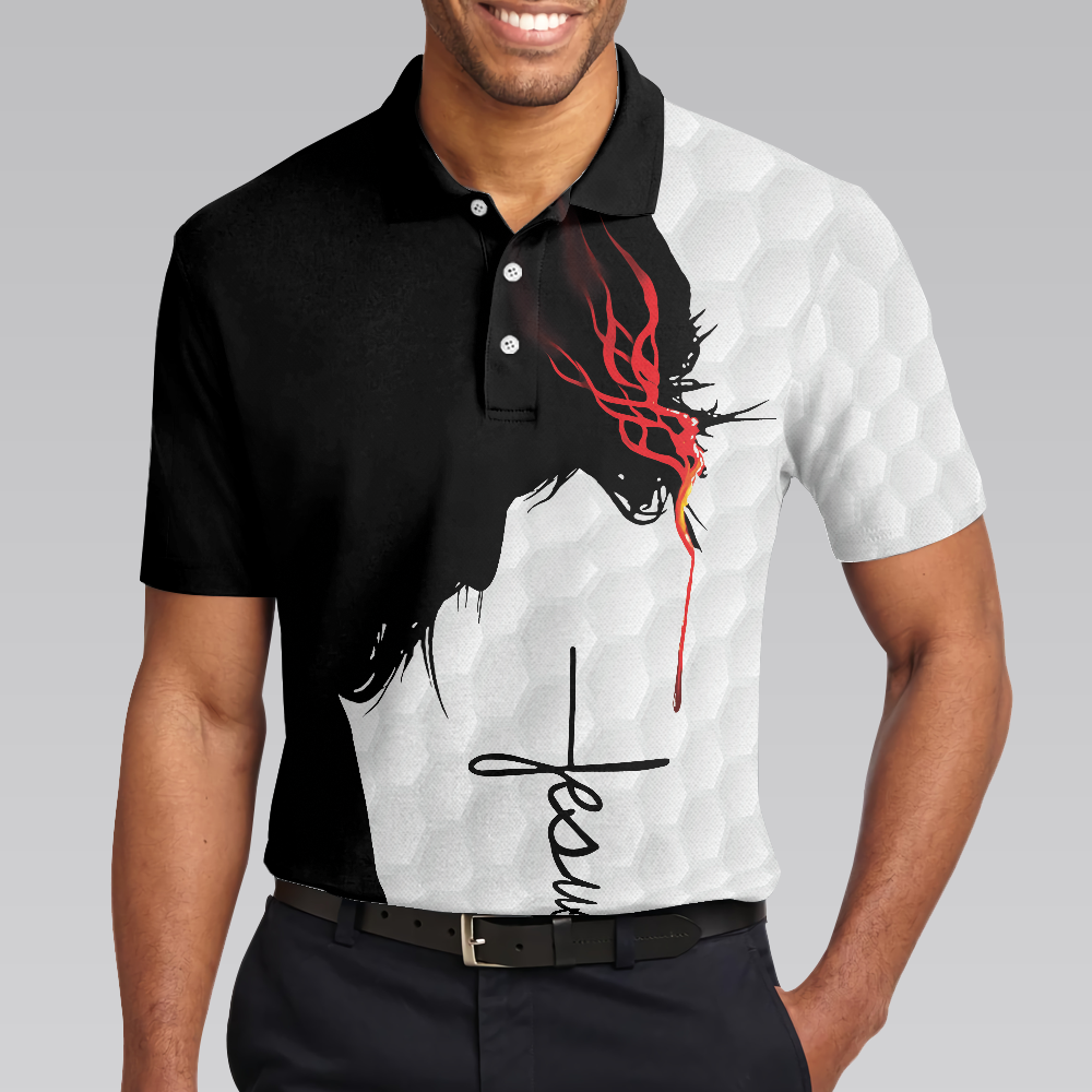 My Head Down When Play Golf And Pray Christian Love Golf Polo Shirt, Christan Golfing Shirt For Men