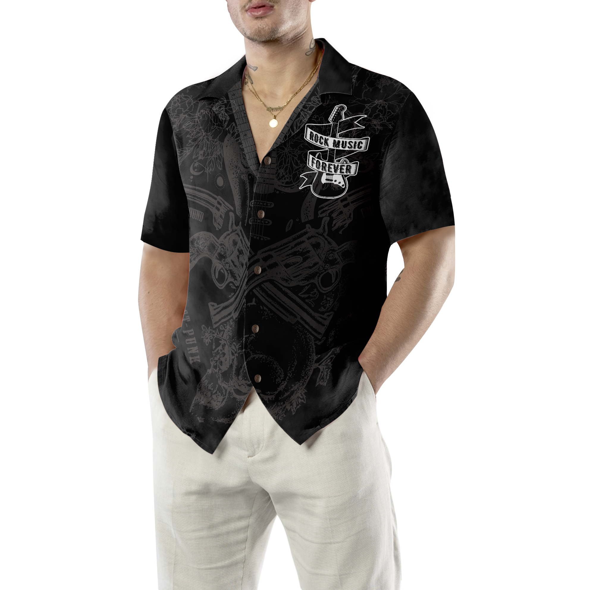 Bass Guitar & Rock Music Hawaiian Shirt