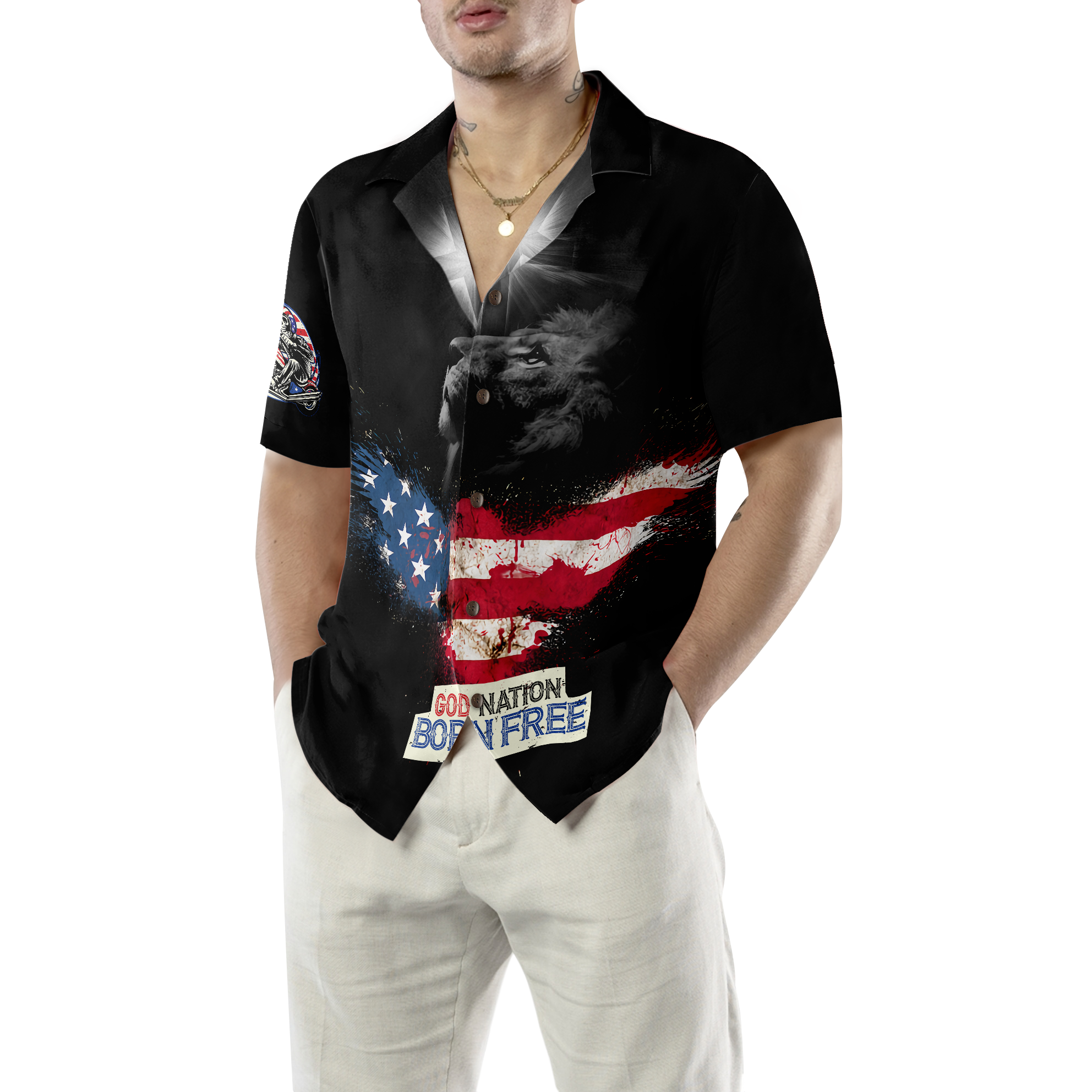 God Nation Born Free Hawaiian Shirt