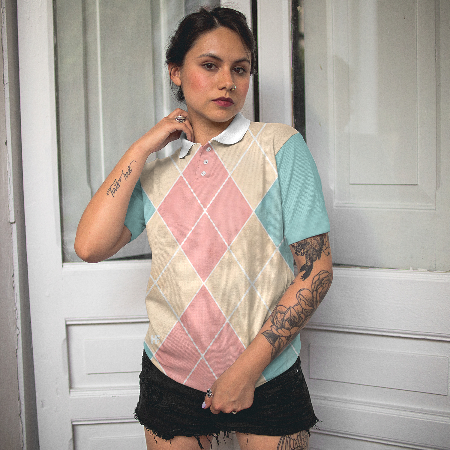 Just A Girl Who Loves Bowling Short Sleeve Polo Shirt, Plaid Pattern Bowling Polo Shirt For Female Bowlers