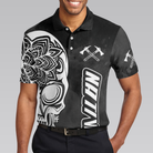 Aged And Worn Haida Native Skull Native American Polo Shirt, Mandala Skull Native American Shirt For Men