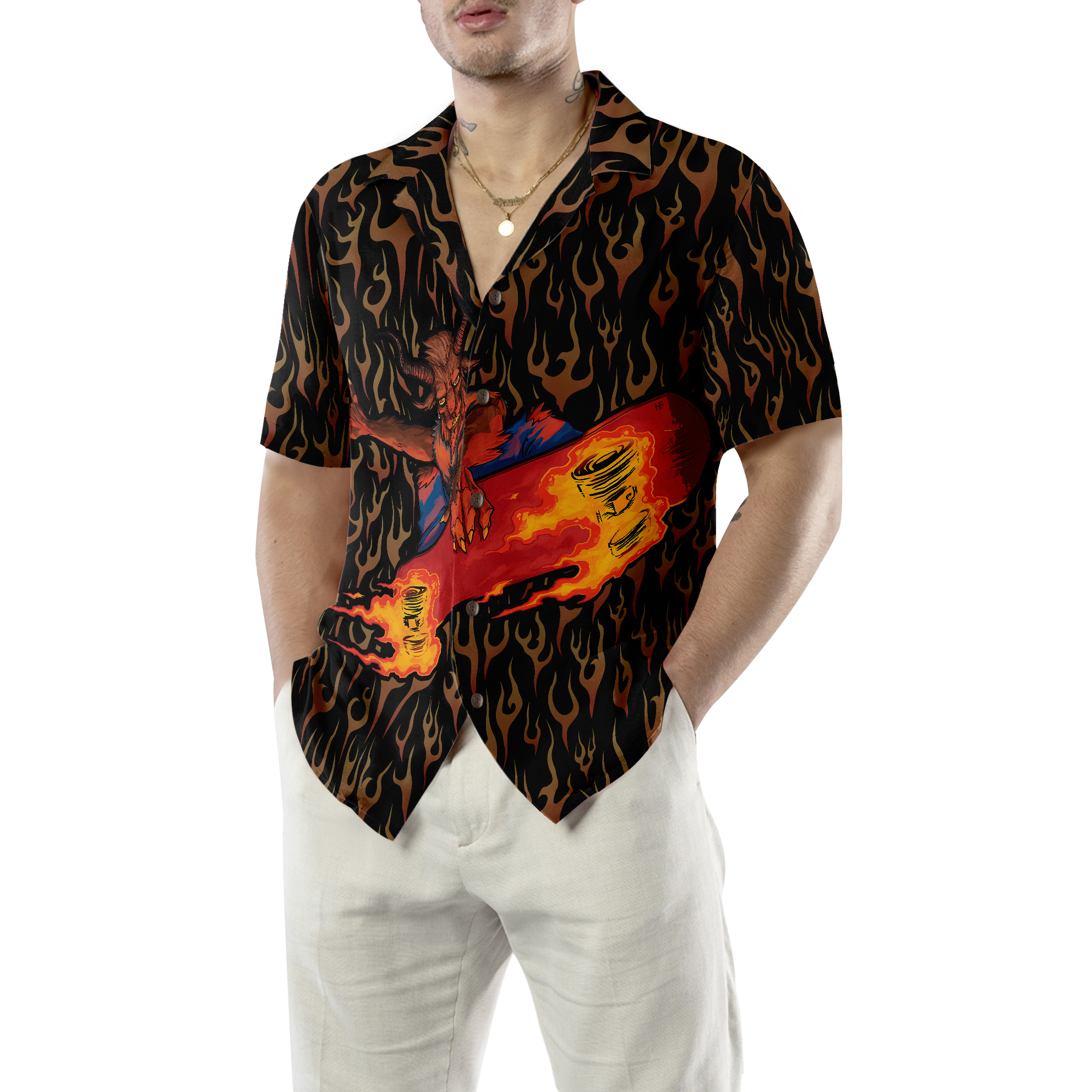 Skating Satan Gothic Hawaiian Shirt, Goth Hawaiian Shirt For Men And Women