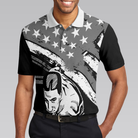 Aim Shoot Swear Repeat Billiards Polo Shirt, Best American Flag Pattern Billiards Shirt Design For Male