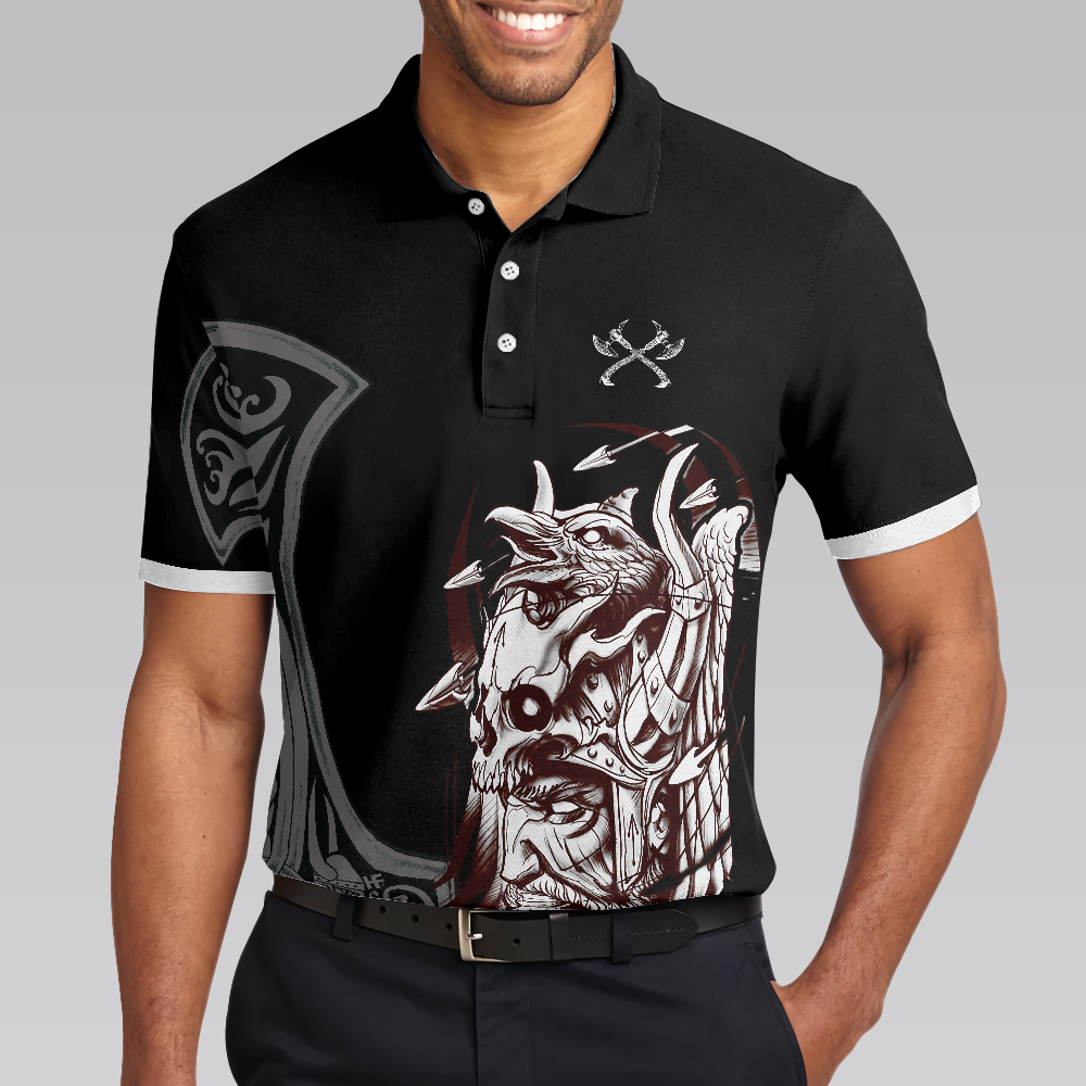 I'm Not Angry This Is Just My Viking Face Polo Shirt, Cool Black Viking Shirt For Men