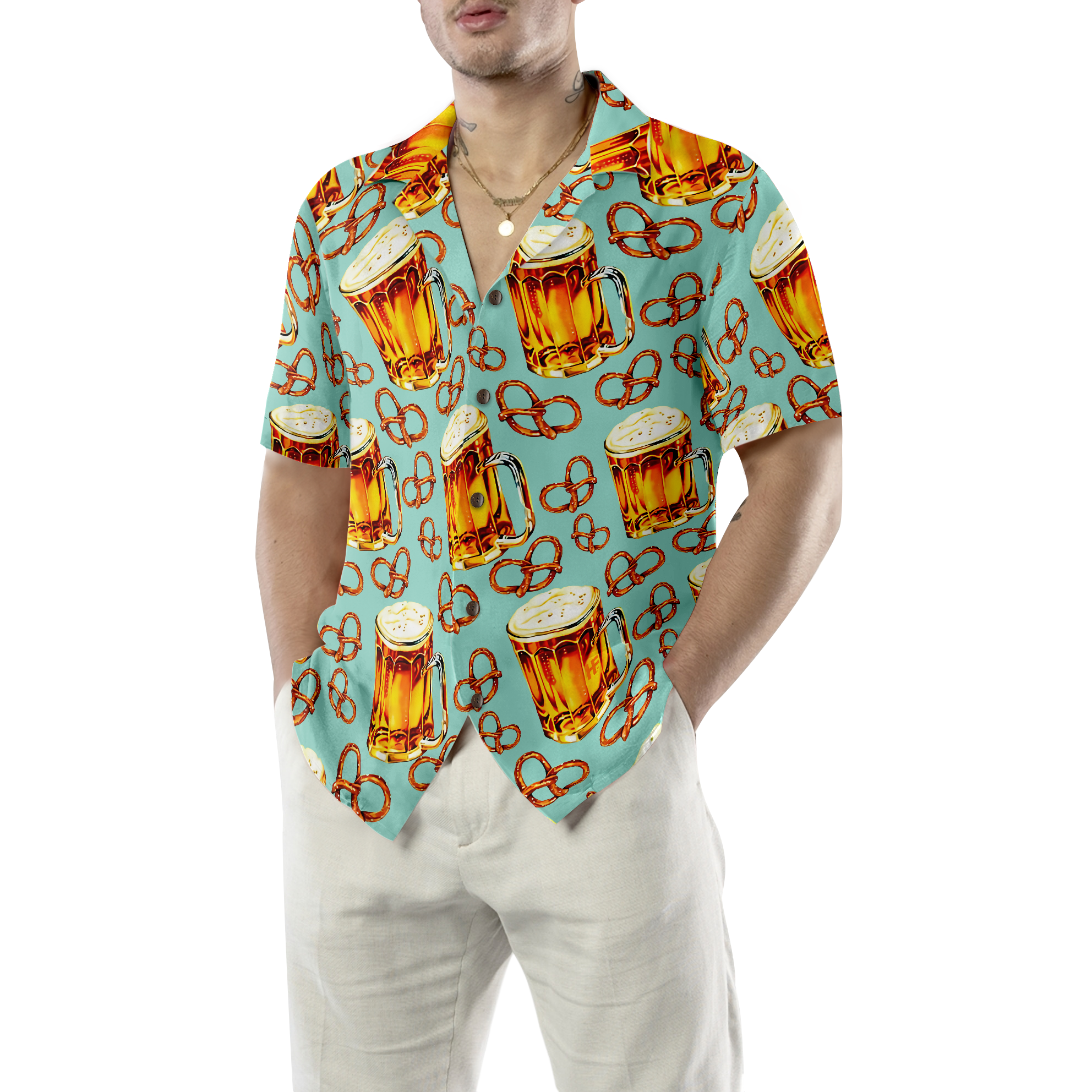 Beer & Pretzel Shirt For Men Hawaiian Shirt