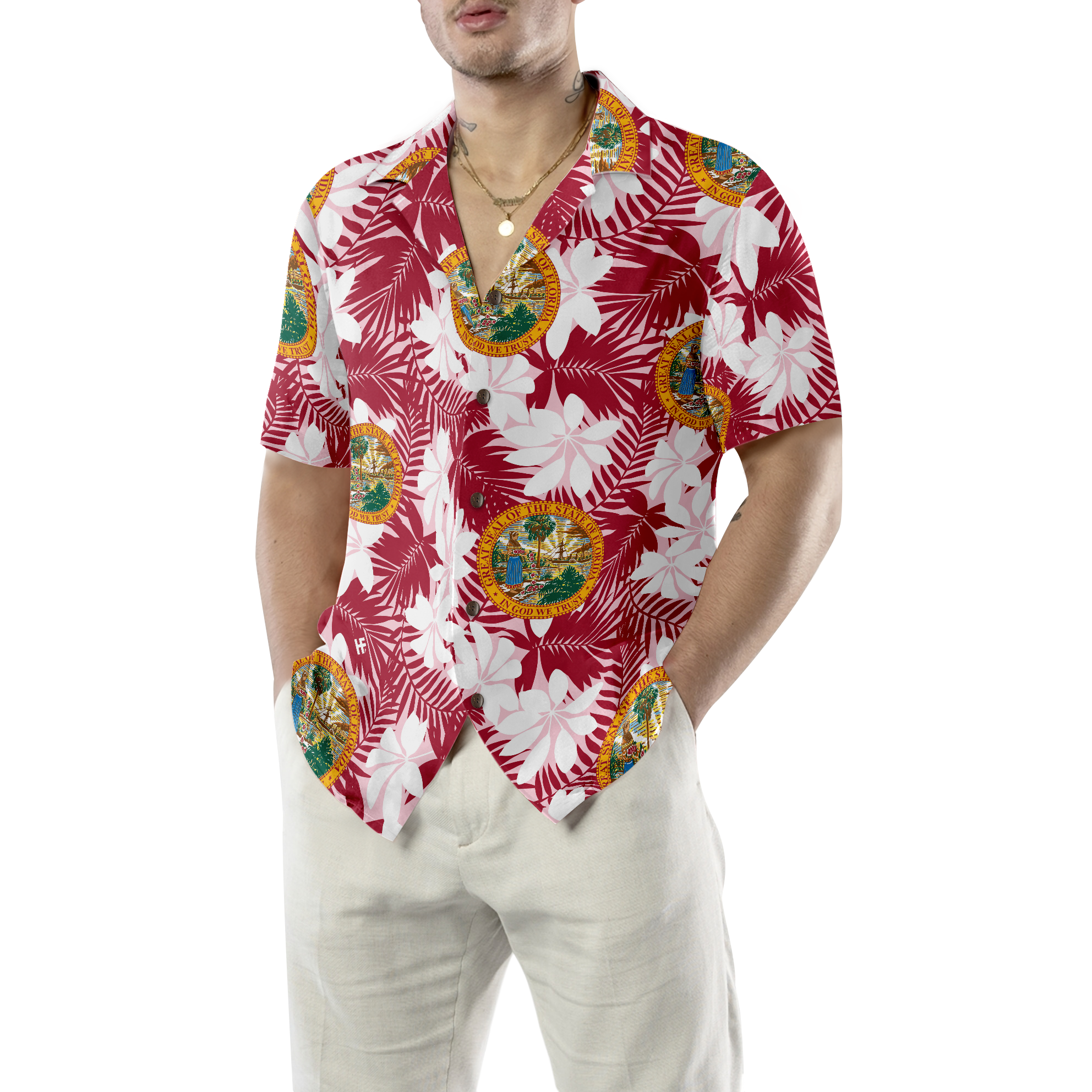 Florida Flag Seamless Pattern USA Hawaiian Shirt