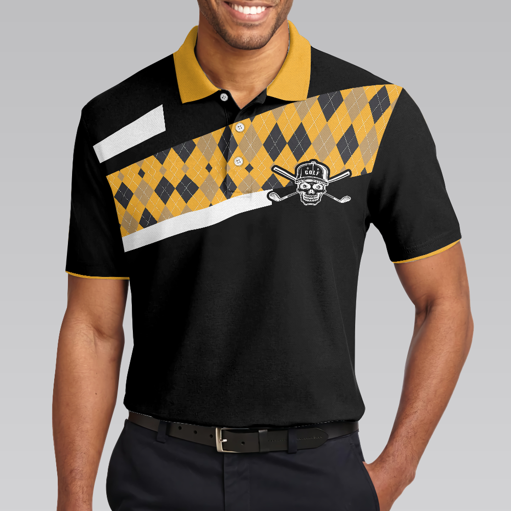 Disc Golf & Beer Make Me Happy Polo Shirt, Yellow Plaid Pattern Disc Golf Shirt, Funny Disc Golf Shirt With Sayings