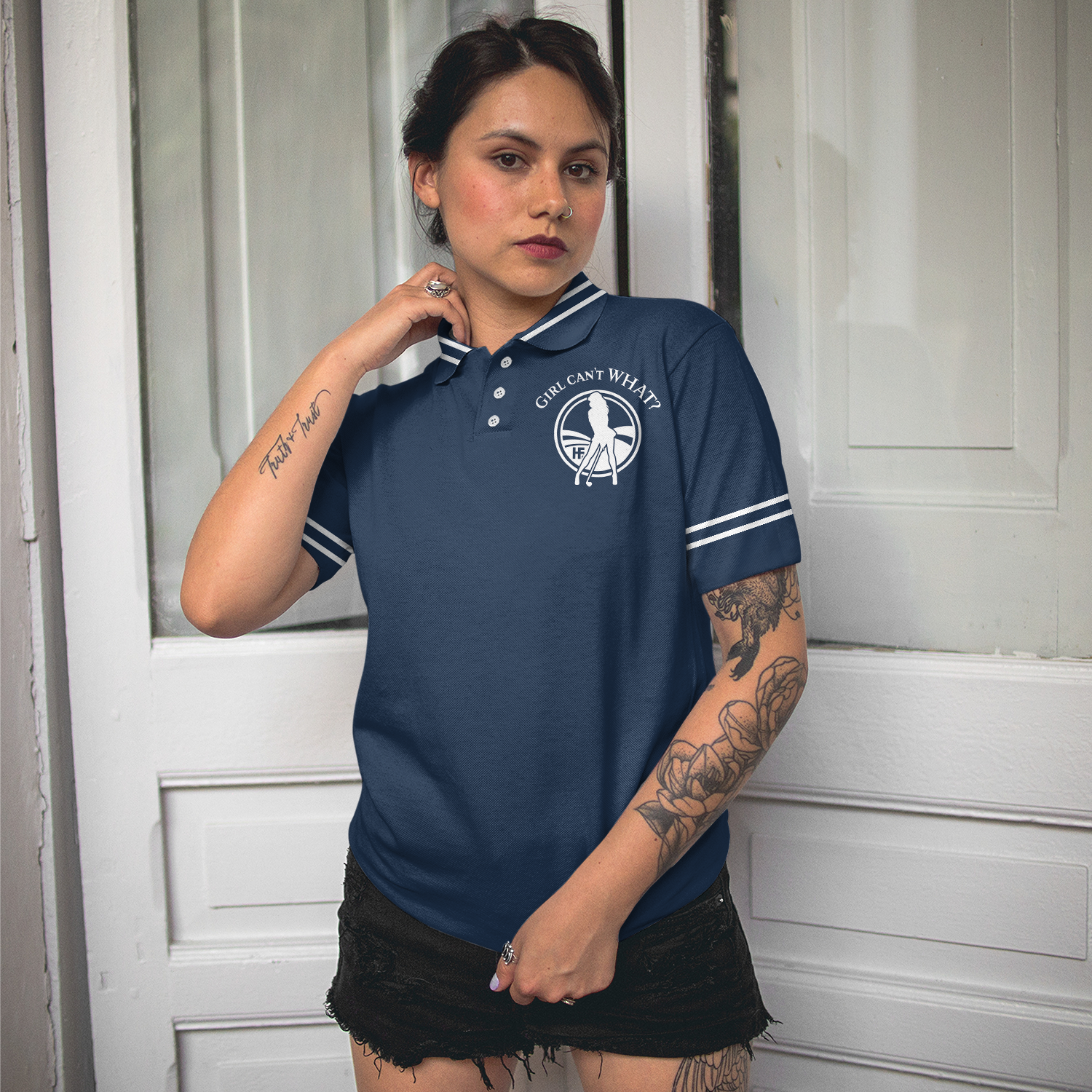 Girl Can't WHAT Golf Shirt Short Sleeve Women Polo Shirt