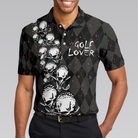 Elegant Argyle Pattern And Skull Golf Lover Polo Shirt V2, Black Skull Golf Shirt For Men