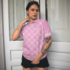 Swing Swear Drink Repeat Pink Golf Short Sleeve Women Polo Shirt, Pink Golfing Shirt For Female Players