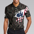 Hand Instruction American Flag Camouflage Bowling Polo Shirt, Camo Bowling Shirt For Men