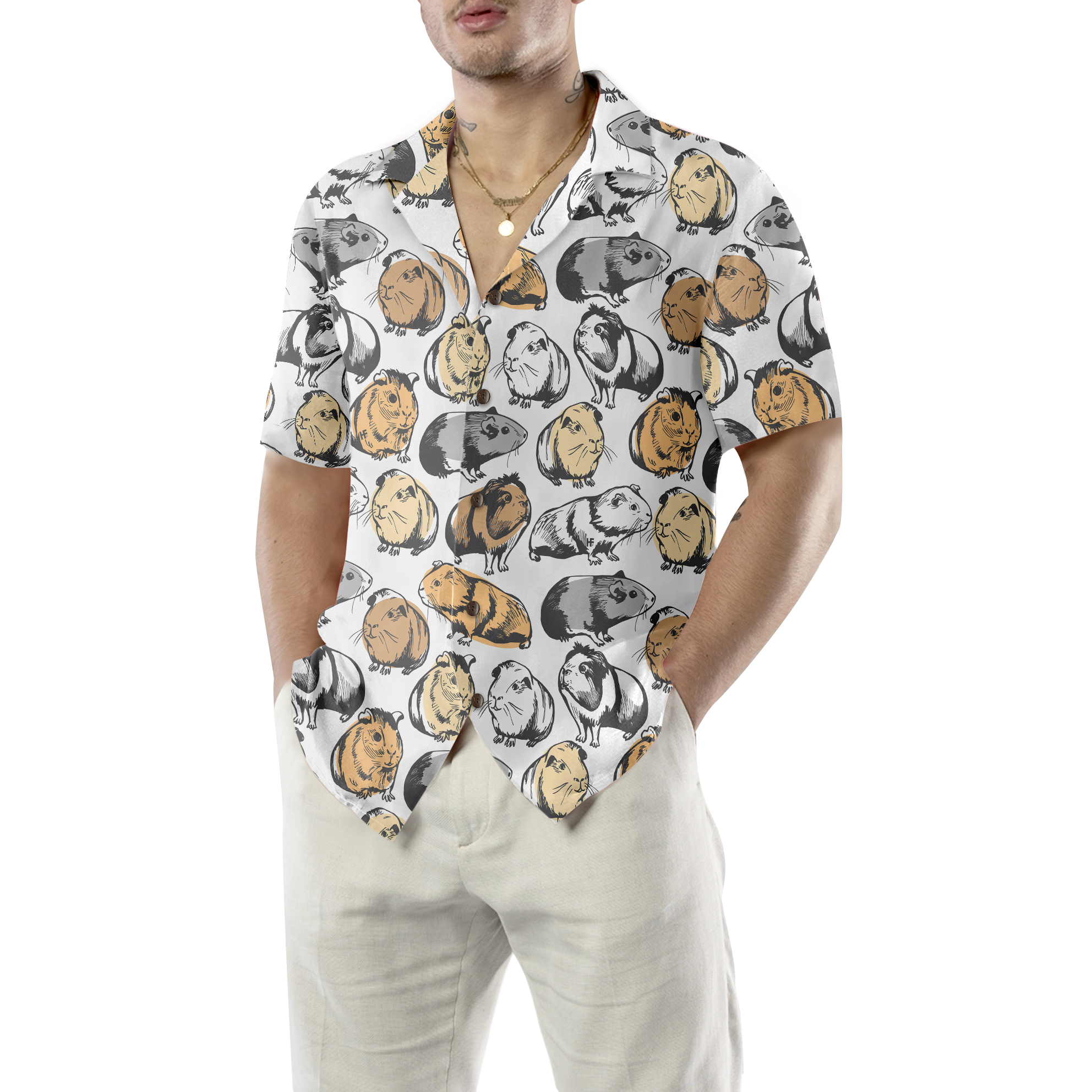 Guinea Pig Seamless Pattern Hawaiian Shirt