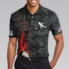 America Eagle Bowling Polo Shirt, Camouflage USA Flag Bowling Shirt For Men