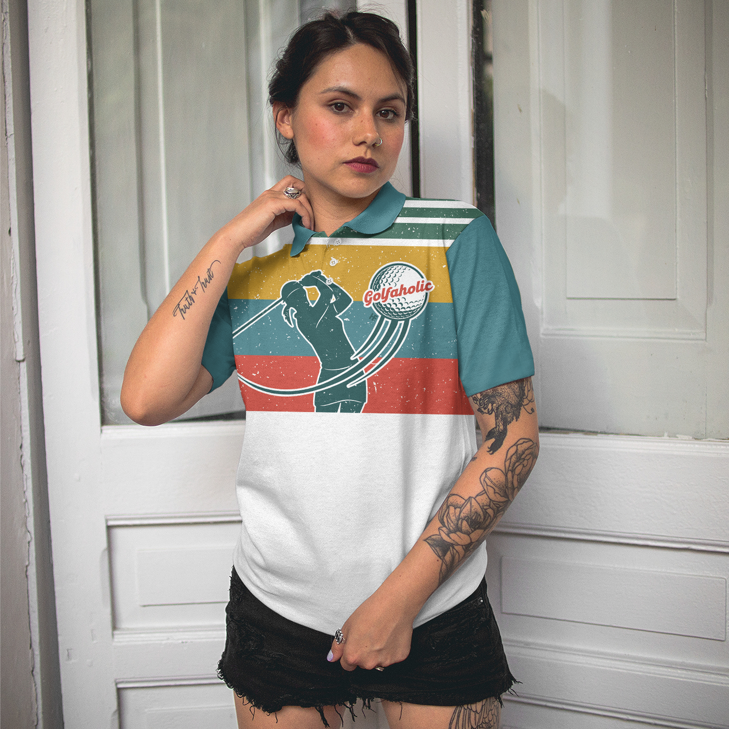 I Golf Like A Girl Try To Keep Up Short Sleeve Women Polo Shirt, Colorful Golf Shirt For Ladies, Unique Female Golf Gift