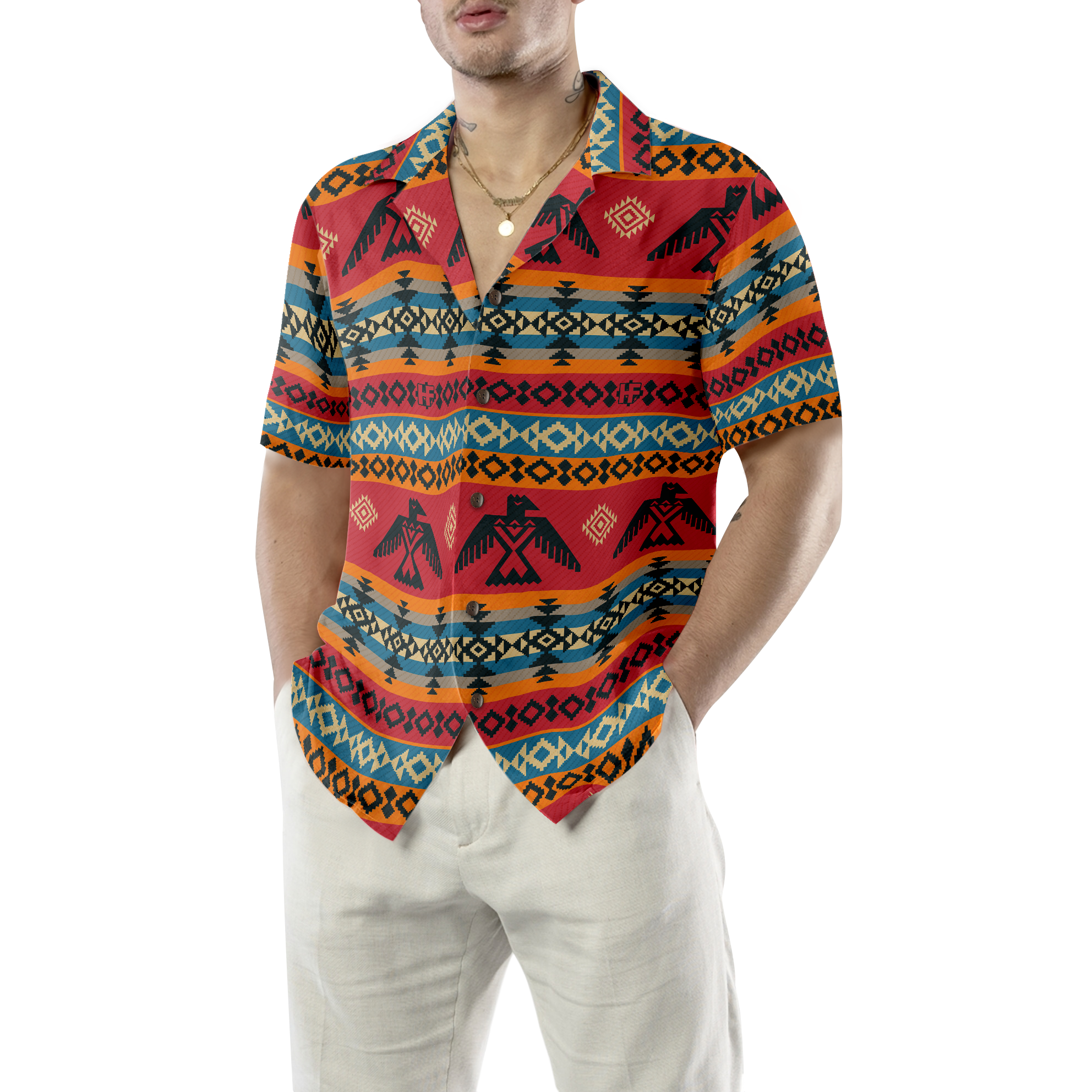 Geometric Tribal American Eagle Shirt Hawaiian Shirt