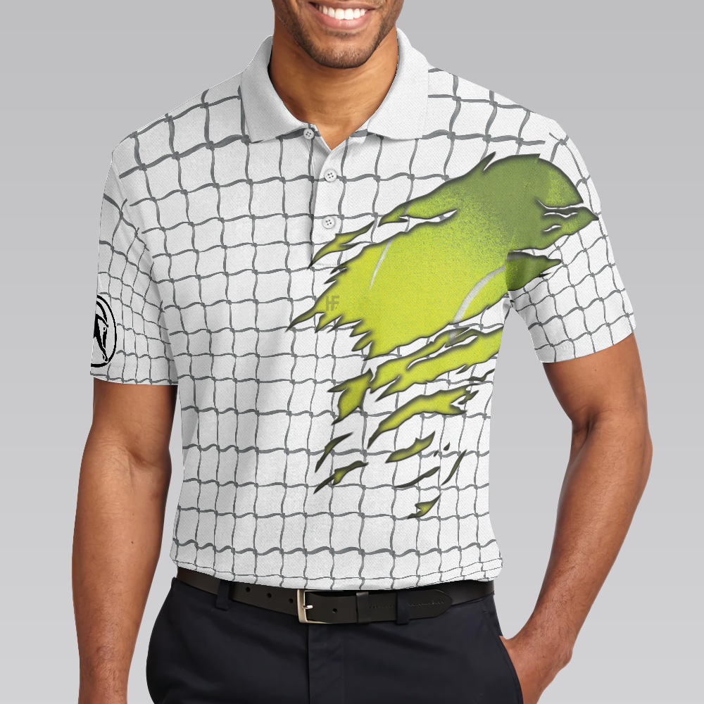 Tennis Polo Shirt, Check Pattern Short Sleeve Tennis Print Shirt, Gift For Stylish Tennis Players