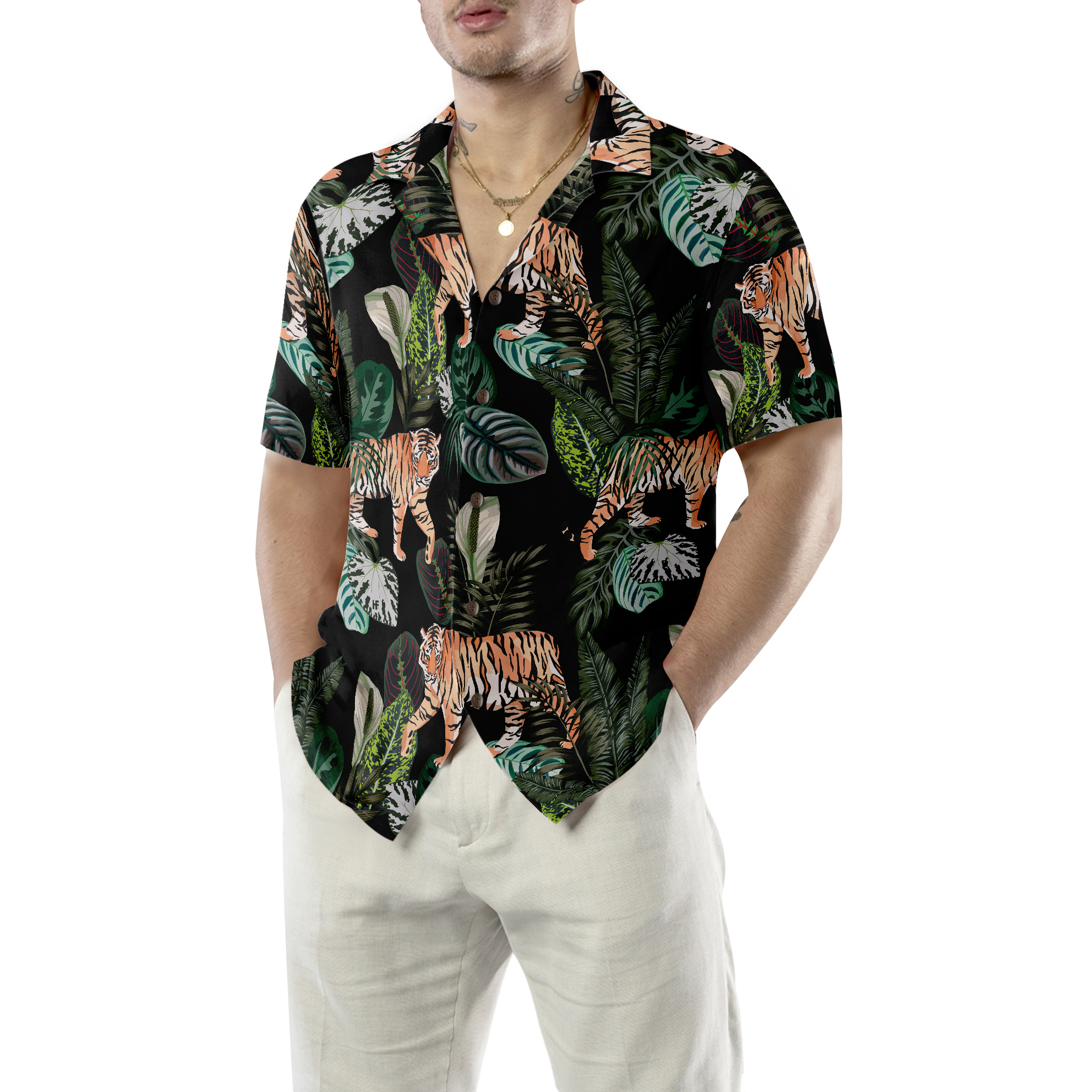 Dark Jungle Exotic Tiger Shirt For Men Hawaiian Shirt