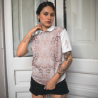 Rose Gold Leopard Print Short Sleeve Women Polo Shirt