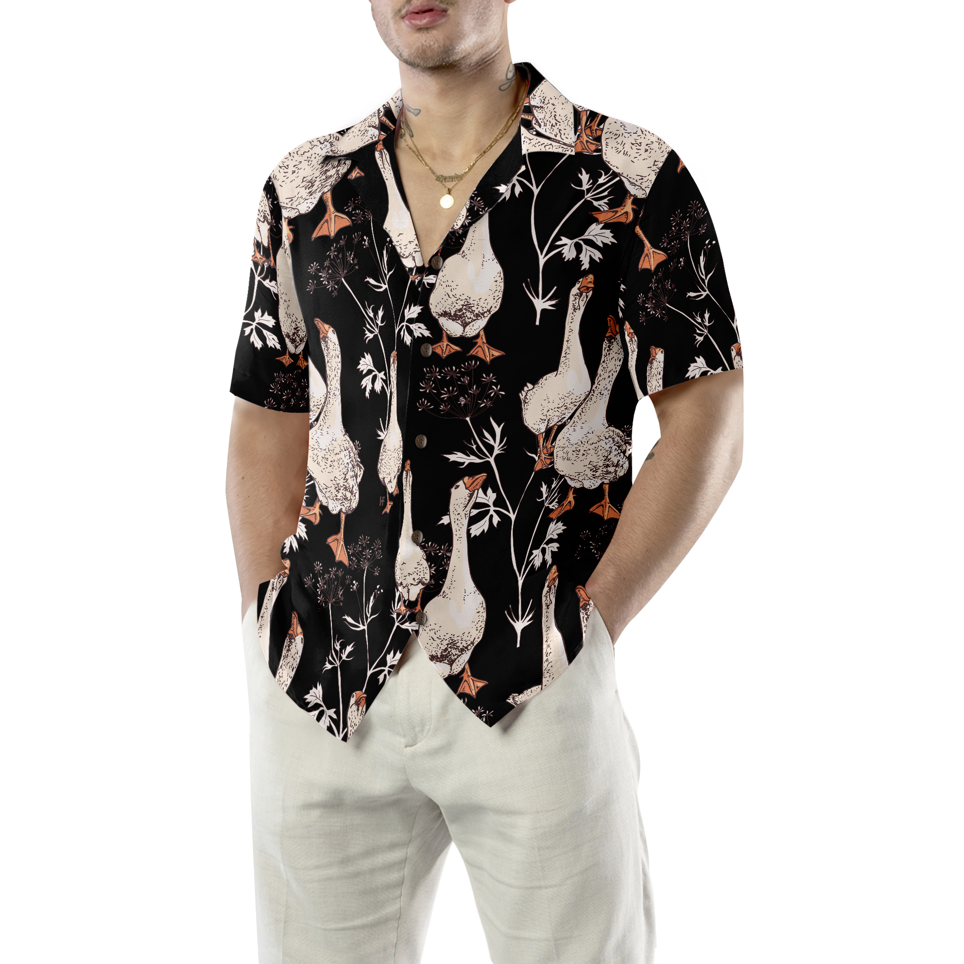 Seamless Gooses Pattern Shirt For Men Hawaiian Shirt