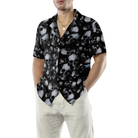 Pentagram Gothic Skull Hawaiian Shirt For Men, Black Skull Pattern All Over Print Hawaiian Shirt