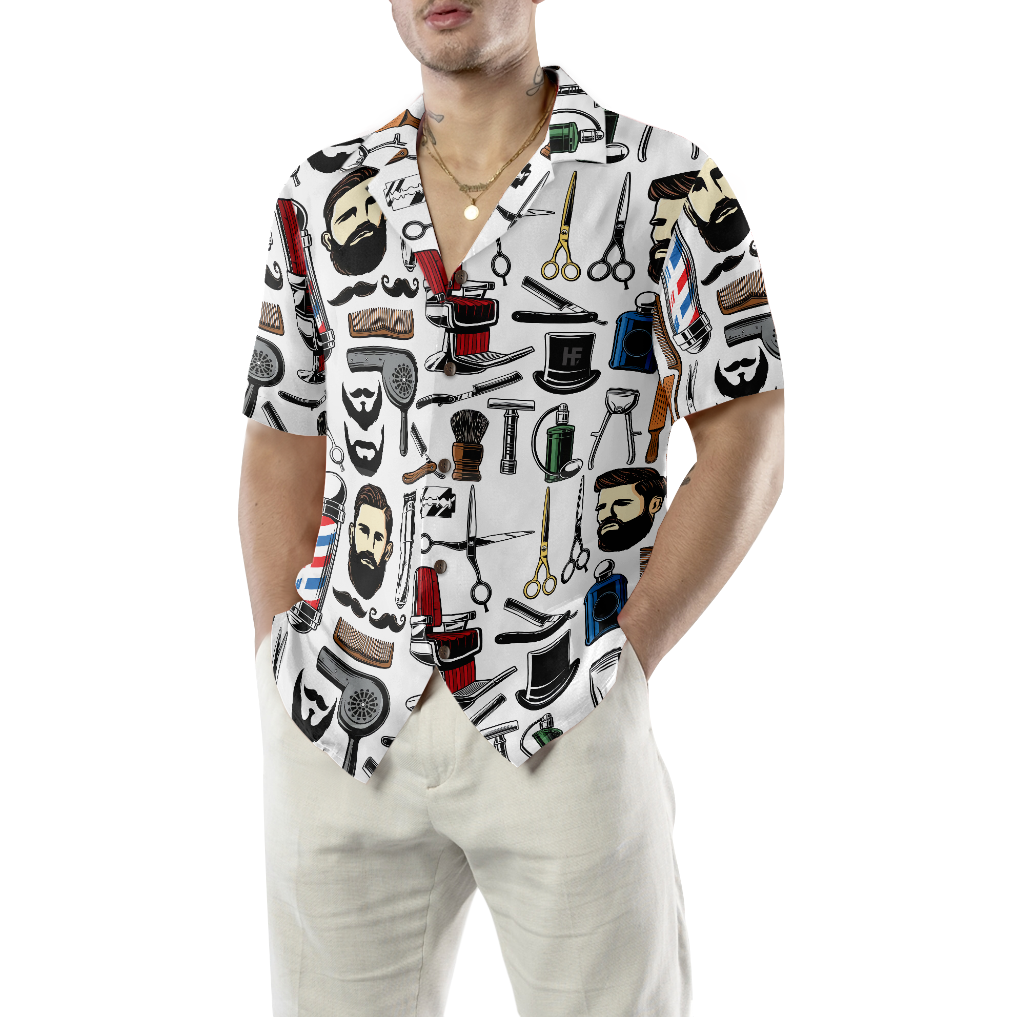 Barbershop Haircut & Shave Tools Hawaiian Shirt