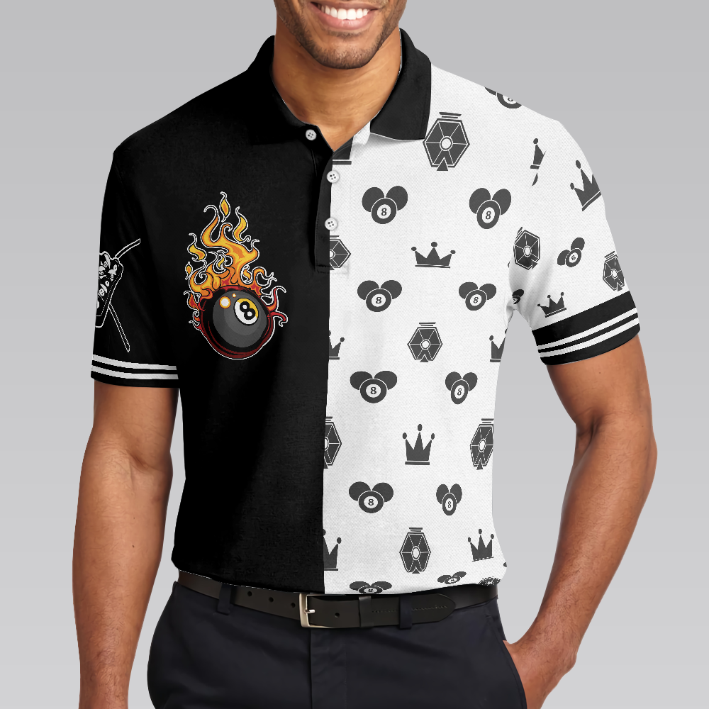 Flame Eight Ball Billiards Polo Shirt, Cute Billiards Shirt Design For Men, Best Gift Idea For Billiards Players