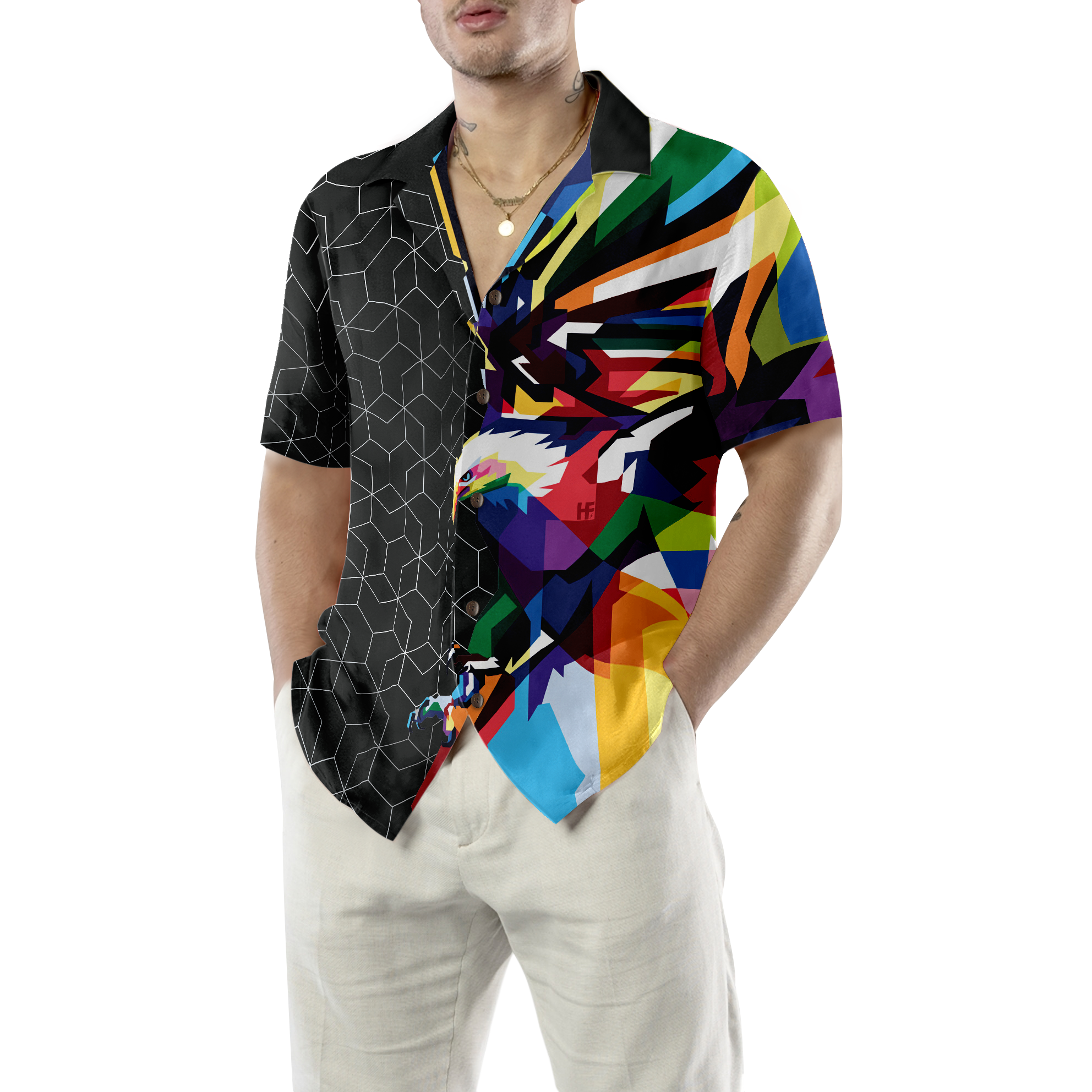 Awesome Colorful American Eagle Design Hawaiian Shirt