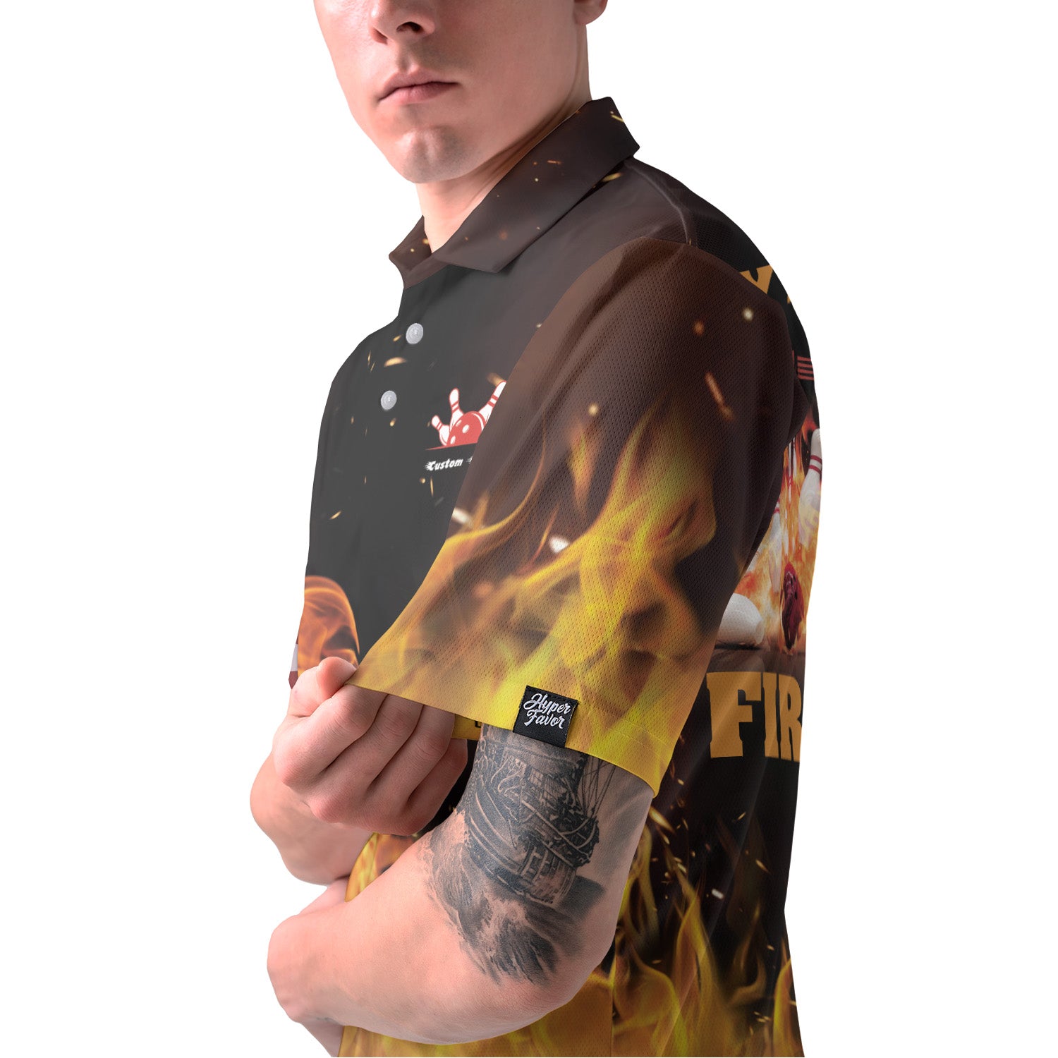 My Balls Are All Fire With Yellow Flames Custom Bowling Polo Shirt