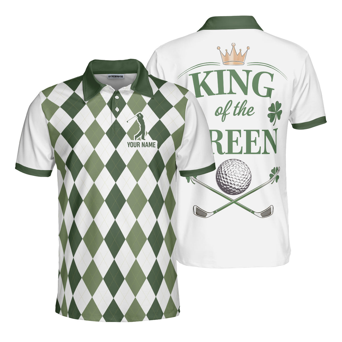 Personalized King of the Green St. Patrick’s Day Men Golf Polo Shirt