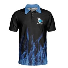 Personalized Lucky Bowling Shirt Do Not Wash Bowling Team Polo with Blue Flames