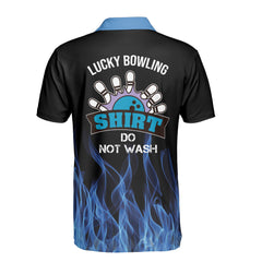 Personalized Lucky Bowling Shirt Do Not Wash Bowling Team Polo with Blue Flames