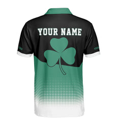 Personalized St. Patrick’s Day Men’s Billiard Polo Shirt with Shamrock and 8-Ball