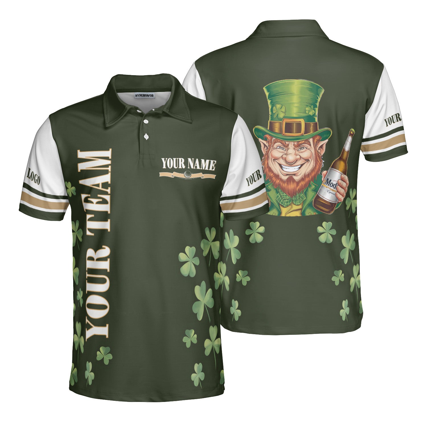 Personalized St. Patrick’s Day Men’s Golf Polo Shirt with Lucky Leprechaun