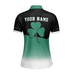 Personalized St. Patrick’s Day Women’s Billiard Polo Shirt with Shamrock and 8-Ball