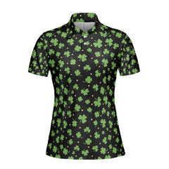 St. Patrick’s Day Black Clover Print Women’s Golf Polo Shirt