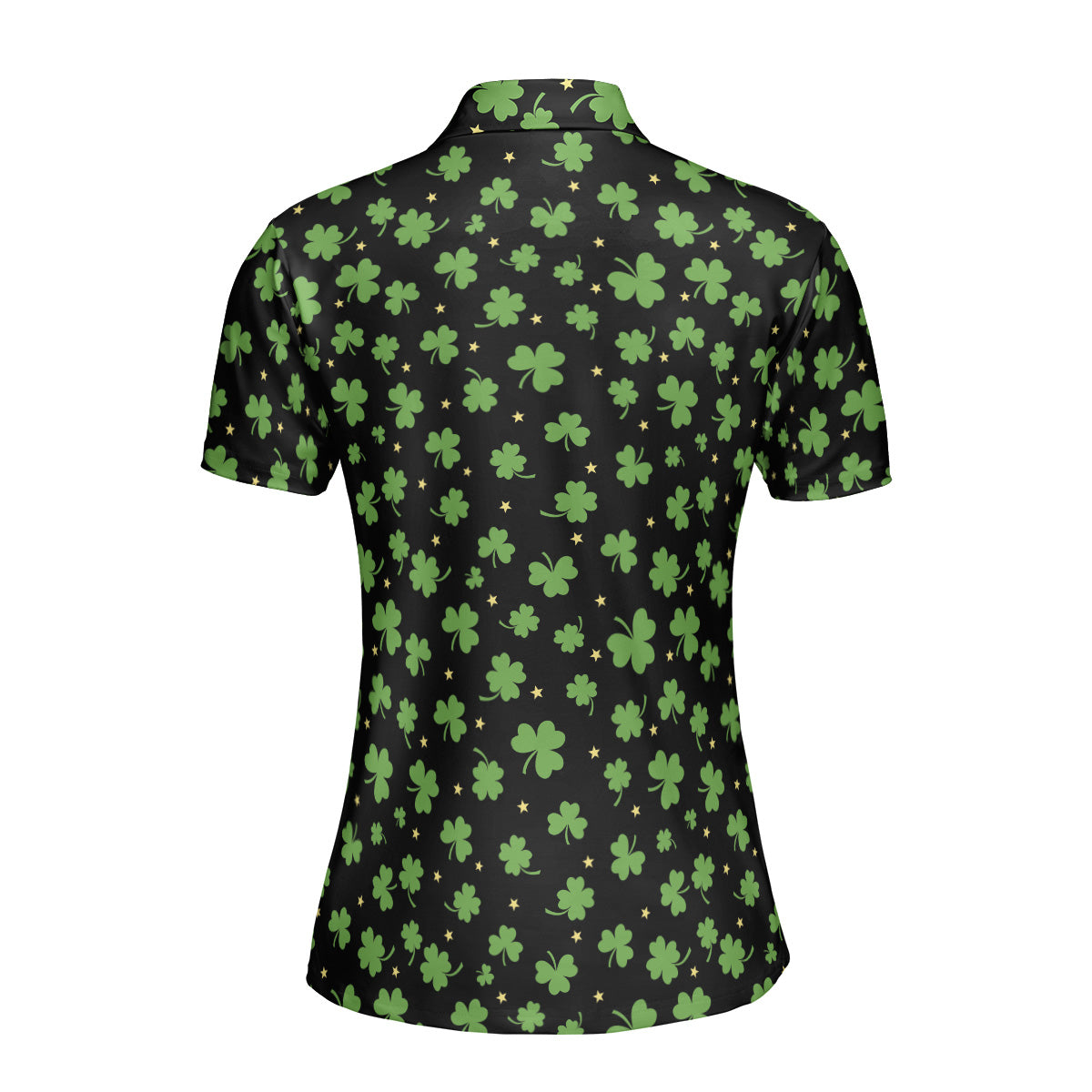 St. Patrick’s Day Black Clover Print Women’s Golf Polo Shirt