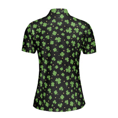 St. Patrick’s Day Black Clover Print Women’s Golf Polo Shirt