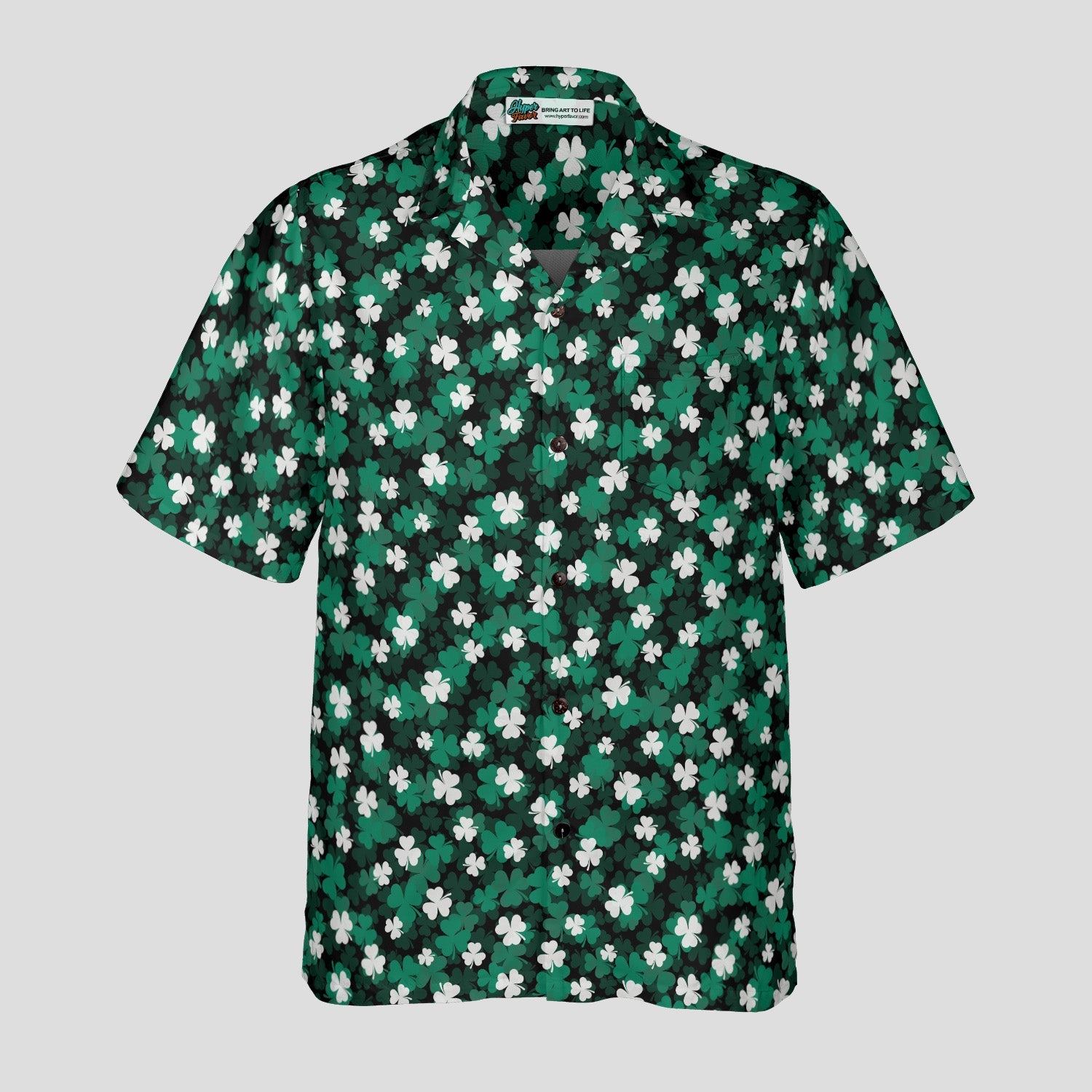 St. Patrick’s Day Clover Print Hawaiian Shirt