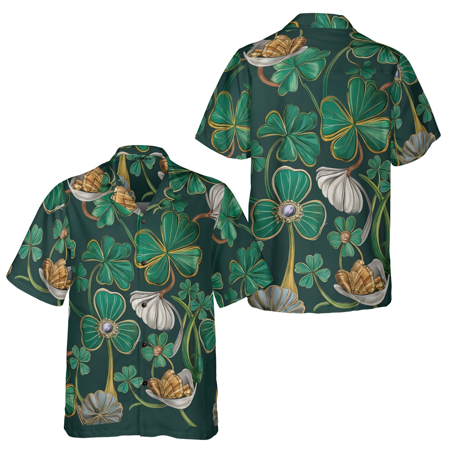 St. Patrick’s Day Edition Emerald Clover Hawaiian Shirt