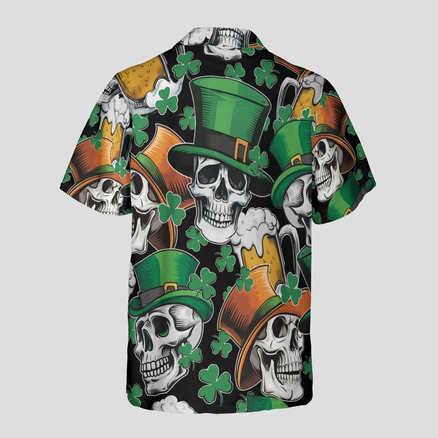 St. Patrick’s Day Skull and Shamrock Hawaiian Shirt