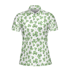 St. Patrick’s Day White Clover Print Men’s Golf Polo Shirt