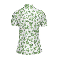 St. Patrick’s Day White Clover Print Men’s Golf Polo Shirt