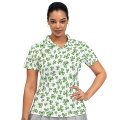 St. Patrick’s Day White Clover Print Men’s Golf Polo Shirt