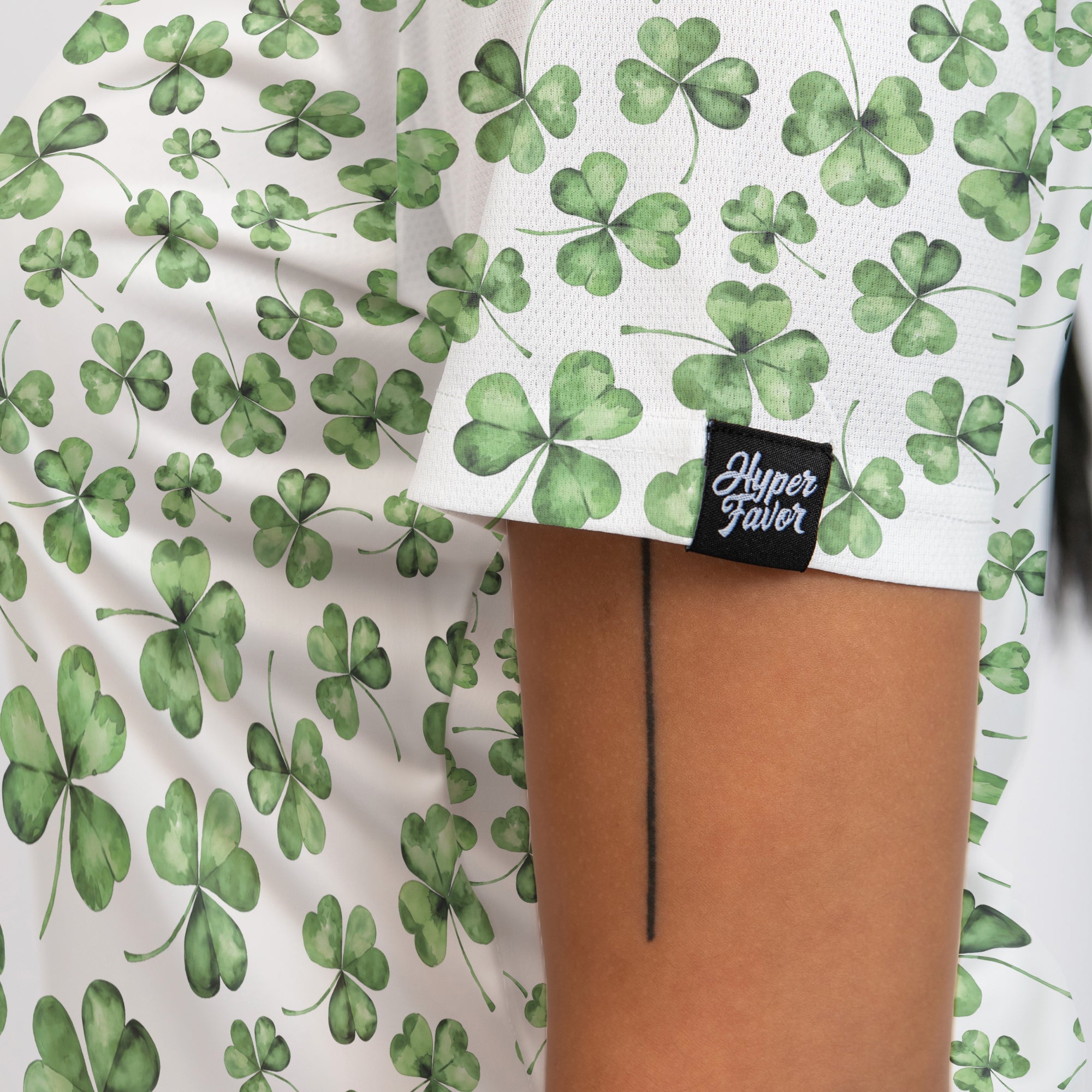 St. Patrick’s Day White Clover Print Women’s Golf Polo Shirt